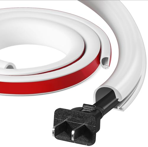 WGIDSKKI Goulotte Cable Blanc Auto-adhésif, Silicone Souple Semi-Circulaire, Goulotte pour Cable Protege Autocollant 14(L) x 10(H) mm, Cache-câbles pour Mur,TV,Plafond,Sol,Plinthes (1 m)