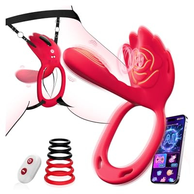 Tagnaff Leise Vibrator Sex Spielzeug für die Paare Frau Extrem Sex mit 6 Penisring, KI-Dialog Butterfly Vibratorensets für Frauen Klitoris, Dildo Vibration für Frauen, Bdsm Sexspielzeug Sets, Sex Toys