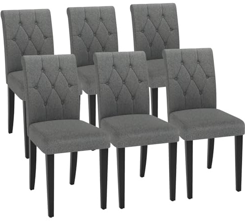 Welzona Esszimmerstühle 6er Set, Esszimmerstühle für Küche und Esszimmer, Küchenstuhl Modern, Stühle für Esszimmer Küche Wohnzimmer Schlafzimmer, Grau