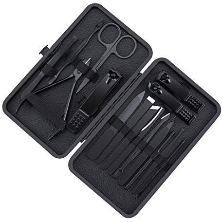16 PIEZAS Conjunto profesional de pedicura Cuchilla uñas acero inoxidable Kit aseo con estuche almacenamiento para viajes Cuidado diario manos pies y facial Gran regalo hombres mujeres padres ancianos
