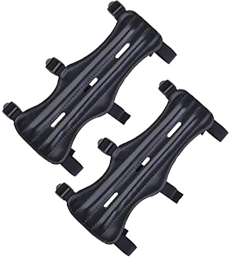 AwnsIMfreien Bogen-Armschutz-Schutz, Bogenschießen-Armschutz, Leder-Unterarmschutz, Bogenzubehör mit verstellbaren Riemen, 2 Stück, Bogenschießen-Arm