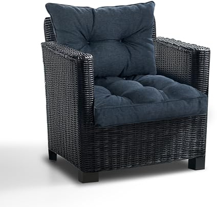 Best Wool Lounge Kissen für Rattan Gartenmöbel Set - Loungekissen für Stuhl - Hochwertiges Polypropylen - Inkl. Sitzkissen 60x60 + Rückenlehne 60x40