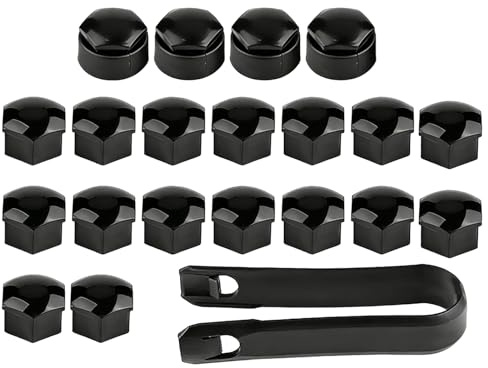 20 Pcs Black Wheel Nut Caps Bolt Covers 17 mm Universal including 16 Standard Ones 4 Locking Ones Removal Tool