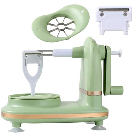 QIAOLIDA Pelador manual giratorio de peras, 8 cuñas, descorazonador para frutas, verduras, herramienta multifunción para pelar cocina