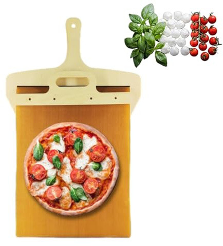 Sliding Pizza Peel, Magic Non-Stick Pizza Transfer Slider with Handle, Super Smart Pizza Spatula Paddle, Detachable Pizza Spatula Non-Stick Pizza Board for Indoor and Outdoor Ovens Pizza Paddle