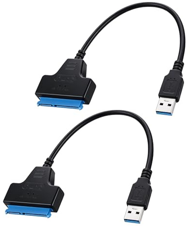MewHunk 2PCS USB 3.0 vers SATA, pour Disque Dur et SSD 2,5 Pouces, Câble SATA vers USB Haute Vitesse 5Gbps, Adaptateur, Plug & Play, Solution Externe pour Particuliers et Professionnels