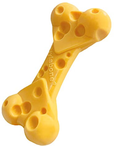 Nylabone Extreme Tough Dog Chew Toy Cheese Bone, Durable, Cleans Teeth, Cheese Flavour, Large, for Dogs Up to 23 kg