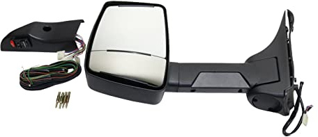 Kool Vue Driver Side Power Heated Towing Mirror for Ford Econoline Van 1994-2007 Textured Standard Passenger Van Tow Mirror with 4-Bolt Mount