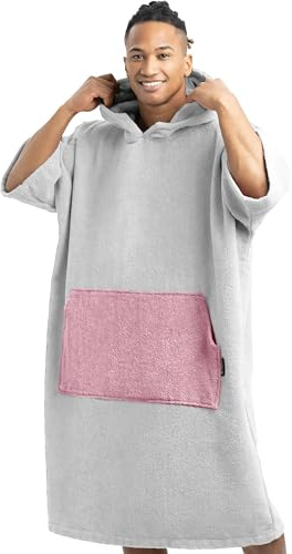 HOMELEVEL Accappatoio Poncho da Surf - Poncho Uomo Donna Surf - Vestaglia Pigiama - Felpa con Cappuccio Oversize Super Calda - Mare Cotone