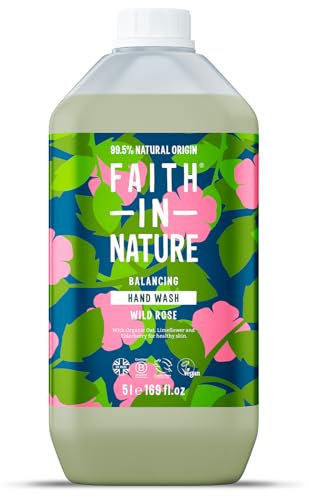 Faith In Nature Natural Wild Rose Liquid Hand Wash, Balancing, Vegan and Cruelty Free, No SLS or Parabens, 5L Refill Pack