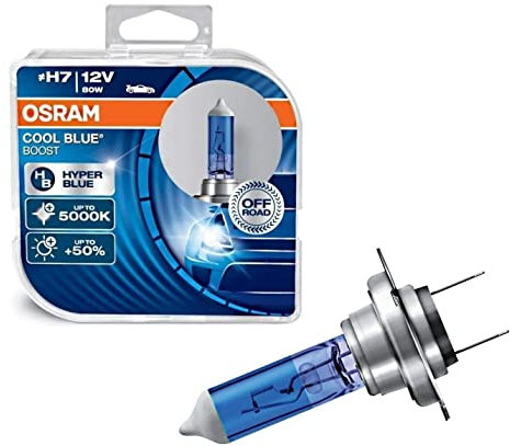 2x Osra.m H7 80W 12V Cool Blue Boost Hyper Blue 5000K 62210CBB-HCB Super Weiß Ersatz Scheinwerfer Halogen Auto Lampe - Off-Road