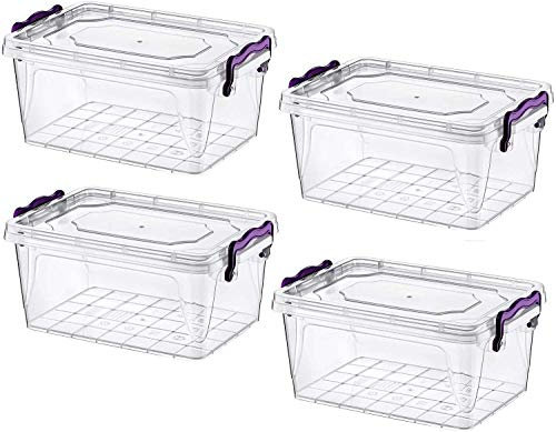 A406 Food Storage Box with Lid Handle Clip Lock Plastic Clear Food Container Plastic (3 Liters)
