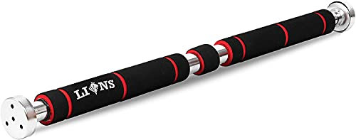 Lions Door-Frame Pull-Up Bar, Wide Grip Heavy-Duty Metal and Foam Chin-Up Pole, Adjustable Great for Home Gyms, Fitness and Training