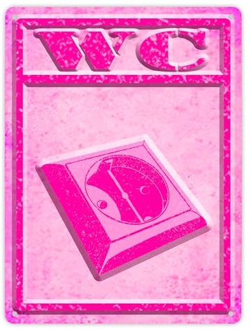 Metallschild XL in 21x28 cm Steckdose mit lustigem Motiv - Toilettenschild WC Frauen Stecker Witziges Schild für die Frauentoilette mit humorvollem Design um Frauen zu zeigen wo