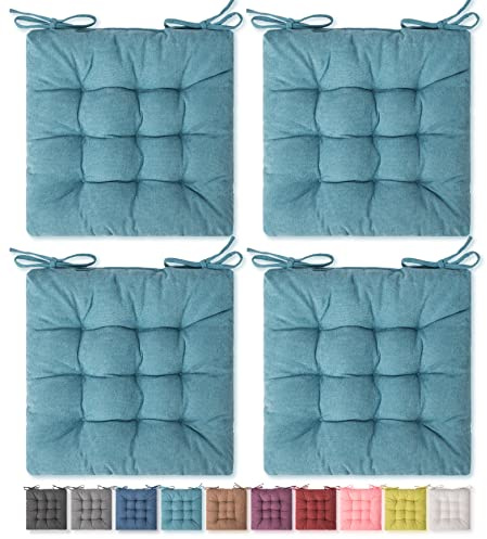 SQUARE MOON 4 Stück Sitzkissen, Stuhlkissen, Bequeme Stuhlpolster, Stuhlmatte für drinnen, draußen, Esszimmerstuhl, Bürostuhl, Schreibtischstuhl (40,6 x 40,6 cm × 4 Stück, Ozean)