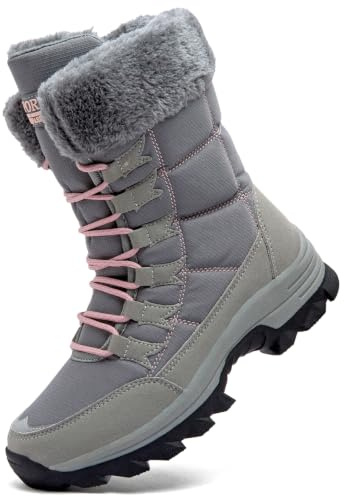 VLOOKST Botas para Mujer Botas de Nieve Invierno Talla 37-43 | Botas de Senderismo Impermeables Botines de Invierno con Forro Cálido Antideslizantes Transpirable Botas de Trekking Exterior