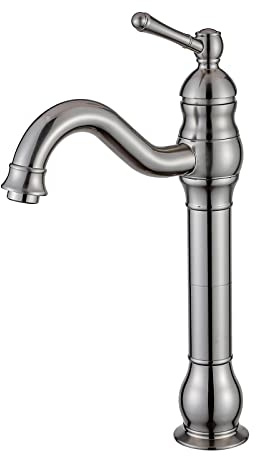 FWZZQ Wasserhahn Bad Hoch Retro, Waschtischarmatur Matt Gebürstet, 360° Drehbar Armatur Waschbecken, Einhebel Mischbatterie Badarmatur aus Messing Hoher Auslauf für Badezimmer