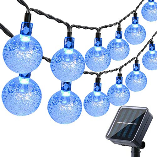 Moxled Solar Garden Lights Outdoor, 36ft 60 LED Solar String Lights Waterproof, Solar Powered Crystal Ball Indoor/Outdoor Fairy Lights Decorative for Garden, Patio, Yard, Festival, Parties (Blue)