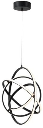 EGLO LED Pendelleuchte Retornio, Hängelampe für Wohnzimmer und Esstisch, hängende Esszimmerlampe mit 4 Ringen aus Metall und Kunststoff in schwarz und weiß, warmweiß, ∅ 58 cm