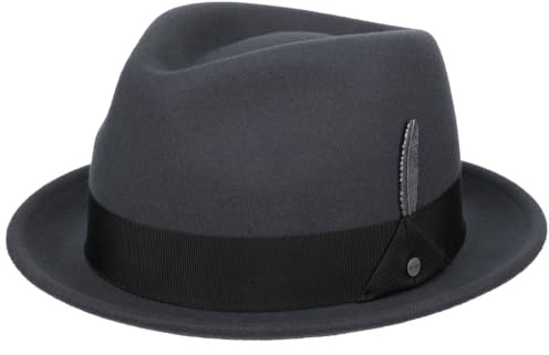 Stetson Chapeau en Laine Vencaster Player Femme/Homme - de Pluie Feutre Outdoor avec Ruban Gros Grain Automne-Hiver Hiver - XL (60-61 cm) Gris Fonce