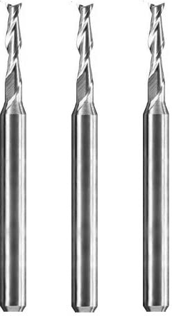 VHM Schaftfräser Zweischneider |Z2| Ø 0,3 mm - 3,175 mm | Schaft 3,175mm (1/8) | Fischschwanz Anschliff | Durchmesser wählbar | 3 Stück | XGOTEC (1,00mm)