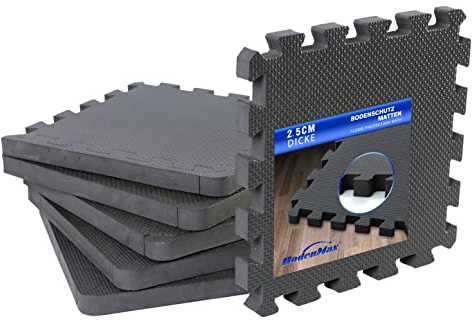 2,5 cm PROFI EVA Bodenschutzmatte – extra dicke Fitness Puzzlematte für Hanteltraining & Home Gym – reduziert Lärm, schützt Böden & isoliert gegen Kälte – 30x30 cm