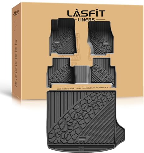 LASFIT Floor Mats & Trunk Mat for Jeep Grand Cherokee WL 2022-2025 2026 5-Seat (Include 4xe, NOT for L), All Weather TPE Custom Fit Car Mats Floor Liners Cargo Liner Cargo Mat Black