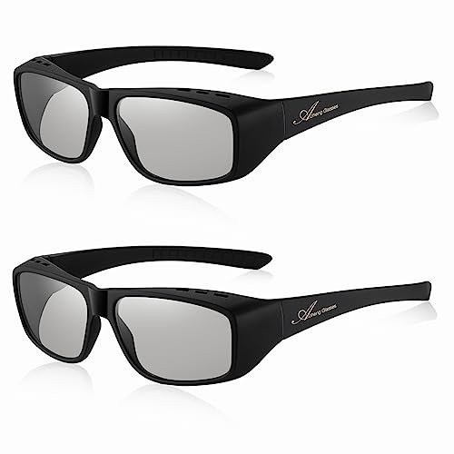 AoHeng Cinema 3D Occhiali per RealD 3D Film,Grande cornice,Più chiaro,Più luminoso(2 Pack)
