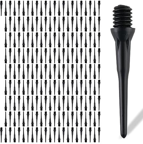 LinkVisions 2BA Thread Plastic Tip Dart Points Soft Dart Tips Replacement Dart Accessories Black 100pcs