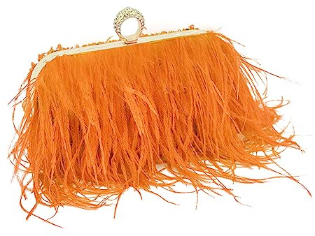 MOISTRI Frauen Straußenfeder Geldbörse Straußen-Tragetasche Flauschige Feder Geldbörse Fransen Clutch Abend Handtasche für Partei Abschlussball