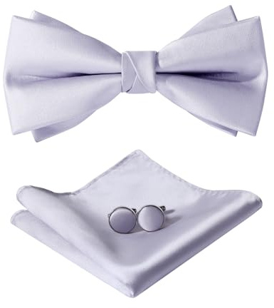 HOULIFE Fliege Herren Set Verstellbare Fliege aus Satin Vorgebunden Fliege | Verstellbares Band, Einheitsgröße für alle, Leicht zu tragen, Geschenkbox-Paket, für Party & Hochzeit