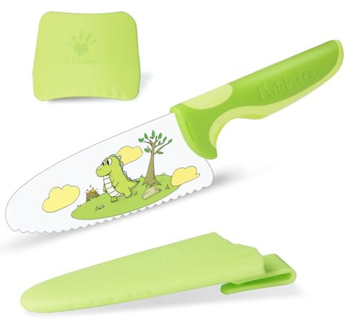 Kibbidea 2-teiliges Kindermesser, Kinder Sicherheit Küchenmesser Set, Edelstahl, Abgerundete Klinge, zum Schneiden Kochen von Obst oder Gemüse, Kinder Messer ab 3 jahre