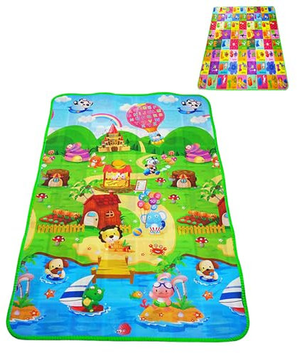 LUVDECO Tappeto gioco per bambini, Tappeto pieghevole per gattonare, Tappetino educativo impermeabile da pavimento, Tappetino da gioco antiscivolo per bambini Apprendimento Giocando 180x120cm