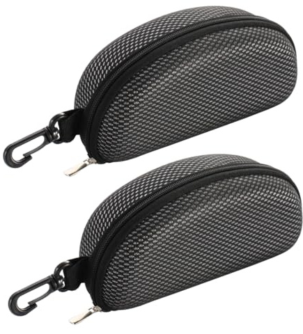 ZMREN Glasses Case 2 Pack Hard Shell Glasses Case EVA Black Universal Size Zipper Hook