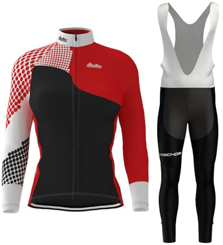 Ropa Ciclismo Mujer Conjunto Bici MTB Manga Larga Maillot Ciclista,Traje Bicicleta Chaquetas Ciclo y Pantalones Tirantes con 9D Gel Acolchado,Completa de Jerseys Transpirable Secado Rápido(11,L)