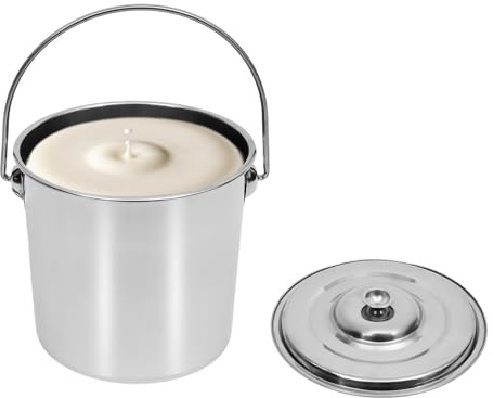 DHQCQL Eimer mit Deckel, Edelstahl Behälter mit Deckel, Rund Kücheneimer Eimer mit Griff für Lebensmittel Chemie Waschpulver Klebstoffe Geeignet (12 Liter)