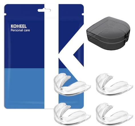 KOHEEL MG Gouttière Dentaire Thermoformable contre le Bruxisme, Protections Nocturnes Anti-Grincement et Serrement de Dents, Lot de 4 (4 grandes)