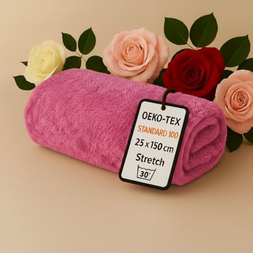StoffBook rosa kunstpelz kaninchen plüsch stoff, fellborte, fellstreifen, fell zum basteln, fellband, teddystoff, ideal für diy, nähen, bastelprojekte, kinder & dekor, d109