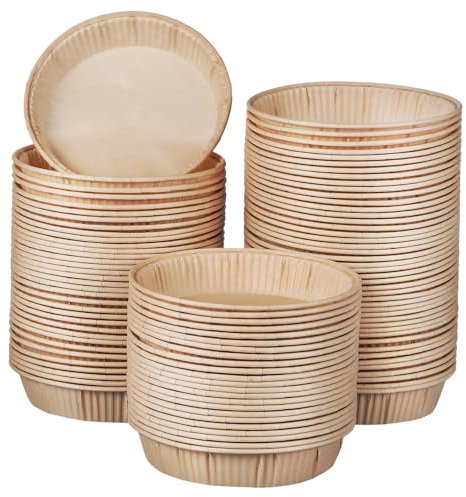 TOPPERFUN 100 Piezas Molde de papel para hornear pasteles impermeable a la grasa fiesta de cumpleaños mini bandeja para hornear moldes para tarta para hornear molde para tarta de papel Beige