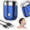 LOPHE Tragbarer Mini Rasierer Elektrischer, Elektrisch Kapsel Rasierer Unisex, Kabellos Rotationsrasierer mit 7000rpm, Leistungsstarker Mini Shaver für die Reiserasur, Blau