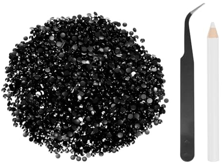 sourcing map 5000 diamantes de imitación de resina con parte trasera plana, SS12 de 3 mm, gemas de brillo redondas a granel con herramientas de recogida para manualidades, vasos, tazas, ropa, color