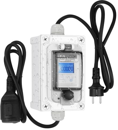 Mobiler Digitaler Stromzähler für Steckdose 230V, 60A Outdoor Messgerät mit IP67 Wasserdicht Speicherung bei Stromausfall und Ein-Tasten-Zurücksetzung für Wohnmobile Outdoor Haushalte