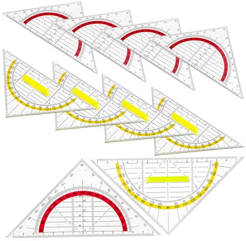 HOODANCOS 12 Pezzi Goniometri Triangolari Resistenti con Righello Multifunzionale per Geometria Didattici per Studenti e Professionisti Misurazione Angoli Precisa e Portatile