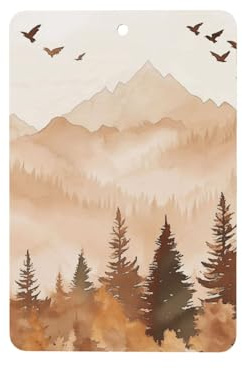 Lot de 4 désodorisants à suspendre pour voiture, aromathérapie, thème forêt, sapins, montagne, aquarelle