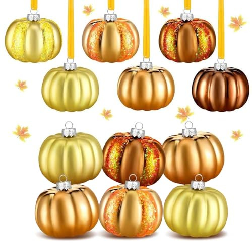 Generico Decorazioni Autunnali Per Albero - Mini Addobbi Autunnali con 12 Pezzi per Piccoli Alberi,Intagliati a Mano per Halloween e Festività
