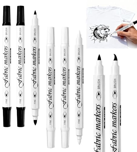 6PCS Clothing Marking Pens Permanent Laundry Marking Pens Available in Black and White Double Ended Design Suitable for Clothing Walls Metal Wood Glass Plastic Tires Ceramics and Other Materials