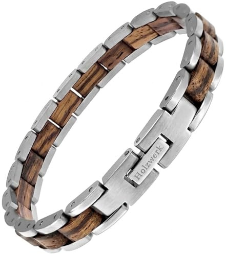Holzwerk BEVERSEE Natur Holz Armband für Damen und Holzarmband Damenarmband Braun Zebra Einstellbar inkl. Armbandkürzer und Aufbewahrungsbox