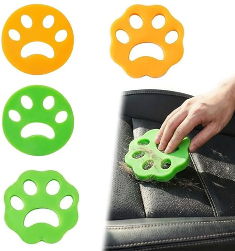 hankousi Set of 4 Pet Hair Remover for Washing Machine - 2 Green Circle & 2 Yellow Flower Shape, Reusable Cat & Dog Hair Catcher for Laundry, Dryer, Car & Furniture, Lint & Fur Remover