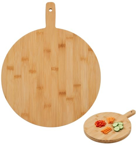 Premier Housewares Bamboo Round Paddle Chopping and Serving Board
