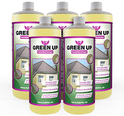 KABITEC Green UP (5x 1000 ml) Fassadenreiniger Grünbelagentferner Algenentferner mit Langzeiteffekt